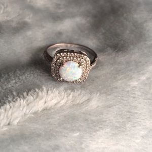 Opal rhinestone ring